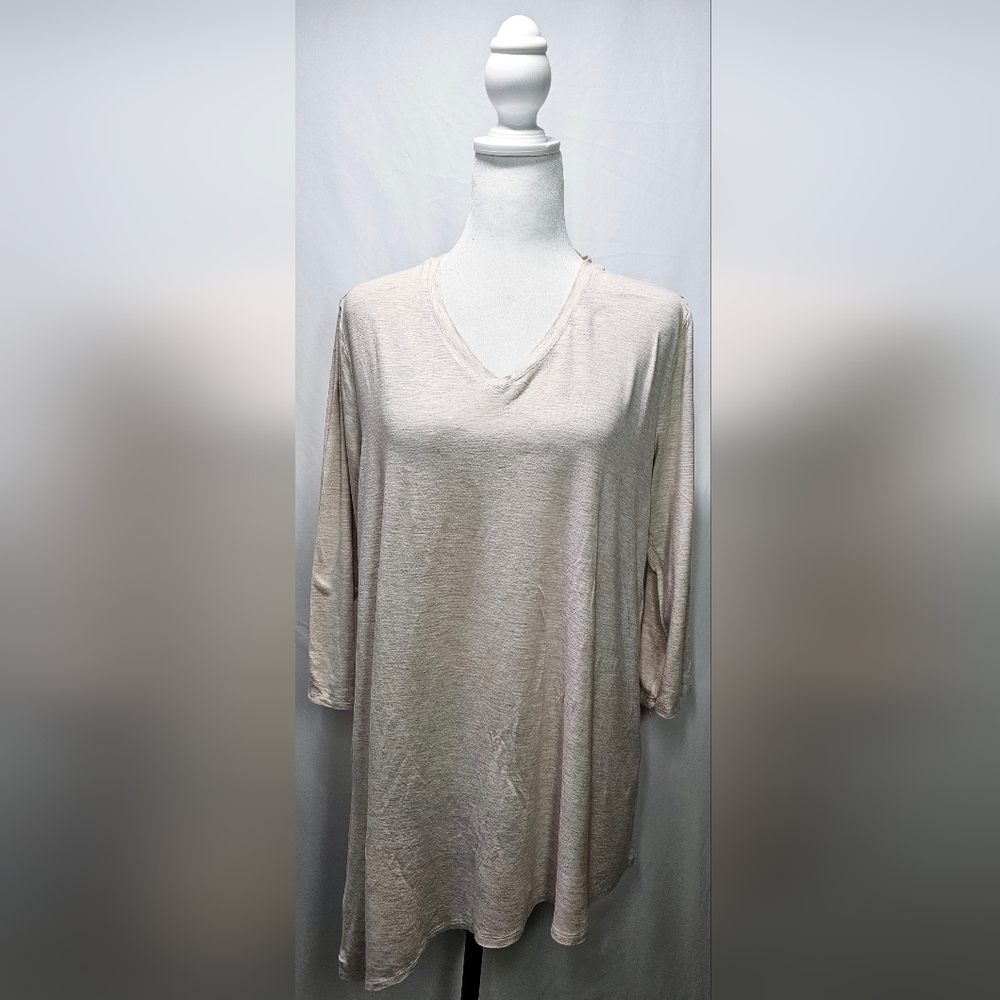 Large Lightweight Beige V-Neck Tunic Top